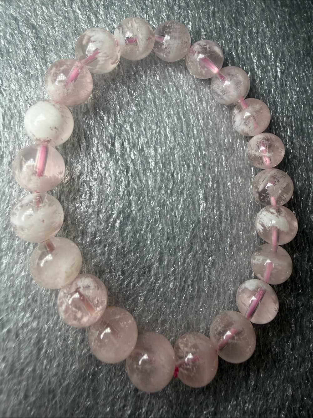 Beautiful 9MM White Garden Rose Quartz Natural Crystal Bracelet
